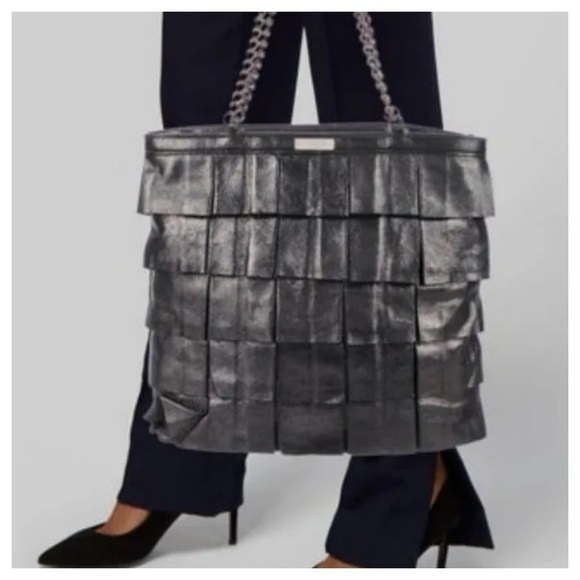 Kate Spade New York Metallic Priti Plisse Shoulder Bag MSRP $445 Black/Gold - Picture 4 of 16